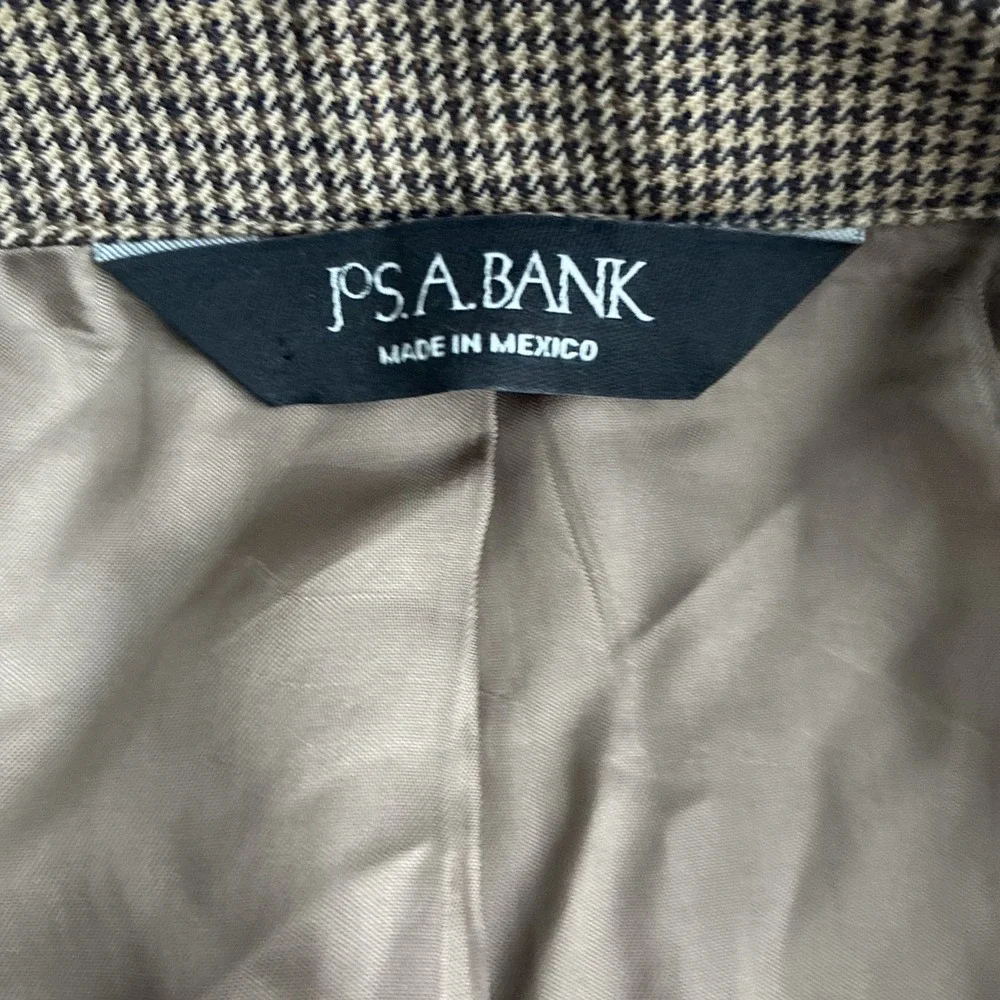 Jos. A Bank Men's Brown Houndstooth Wool Blazer 52R Sport Coat Suit Jacket